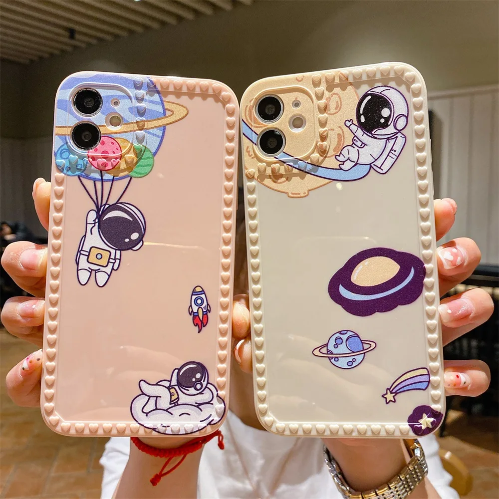 

Photo Frame Phone Case for IPhone 12 Pro Fundas Cartoon Astronaut Soft TPU Cover for Iphone11 X Xs Xr 7 8 Plus SE2020 6 6S Coque