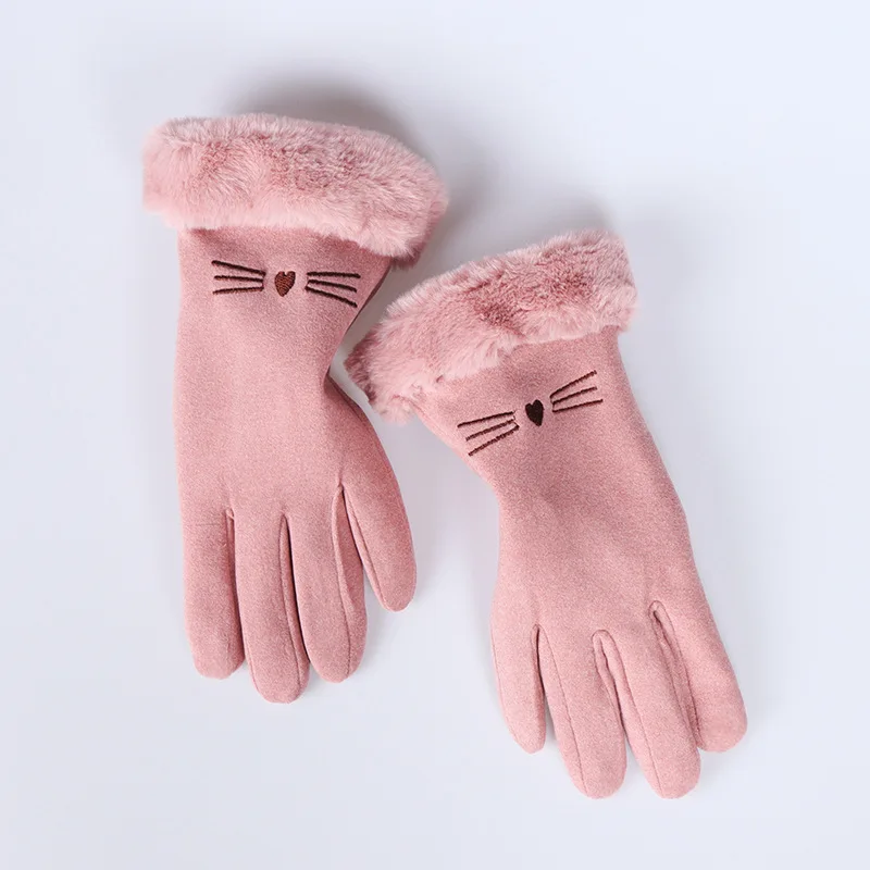 

Модные женские перчатки, Осень-зима, милые пушистые теплые варежки с котом, варежки с пальцами, женские уличные спортивные женские перчатки,...