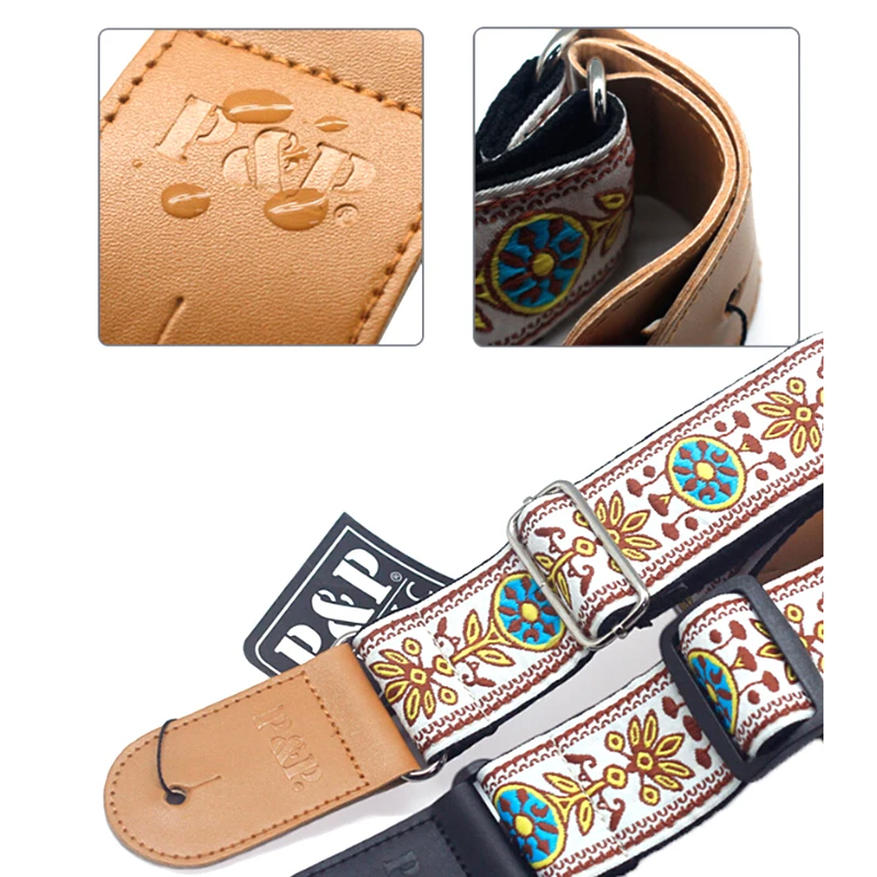 

1Pcs Embroidery Jacquard Leather Guitar Strap Holder Button Safe Lock for Acoustic Electric Classic Guitar Bass Accessories