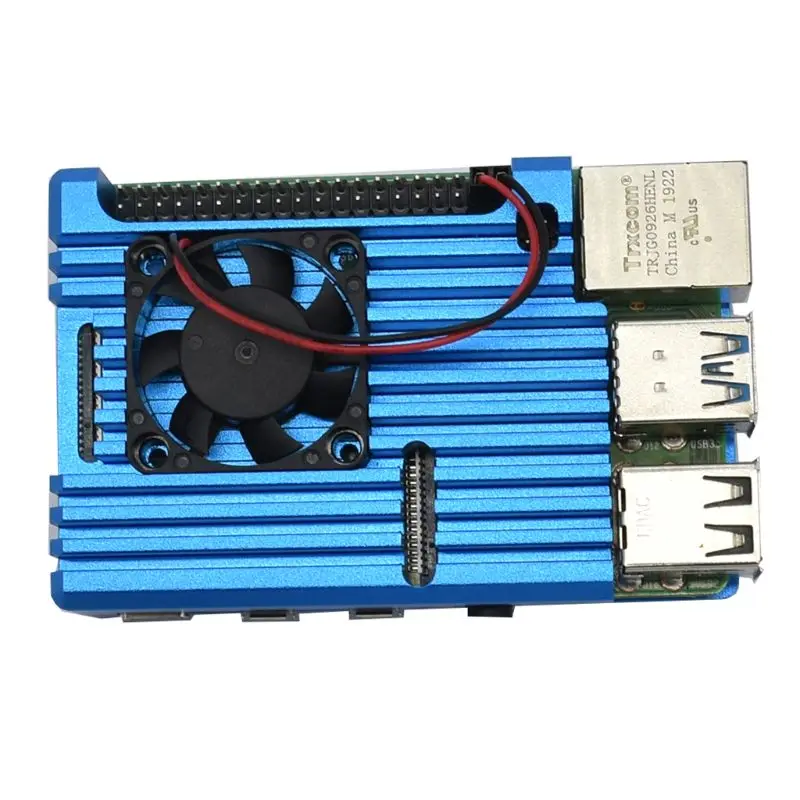 

1 Set Aluminum Alloy CNC Durable Protective Case Enclosure Metal Shell Cover With Fan for Raspberry Pi 4 Model B Accessories Kit
