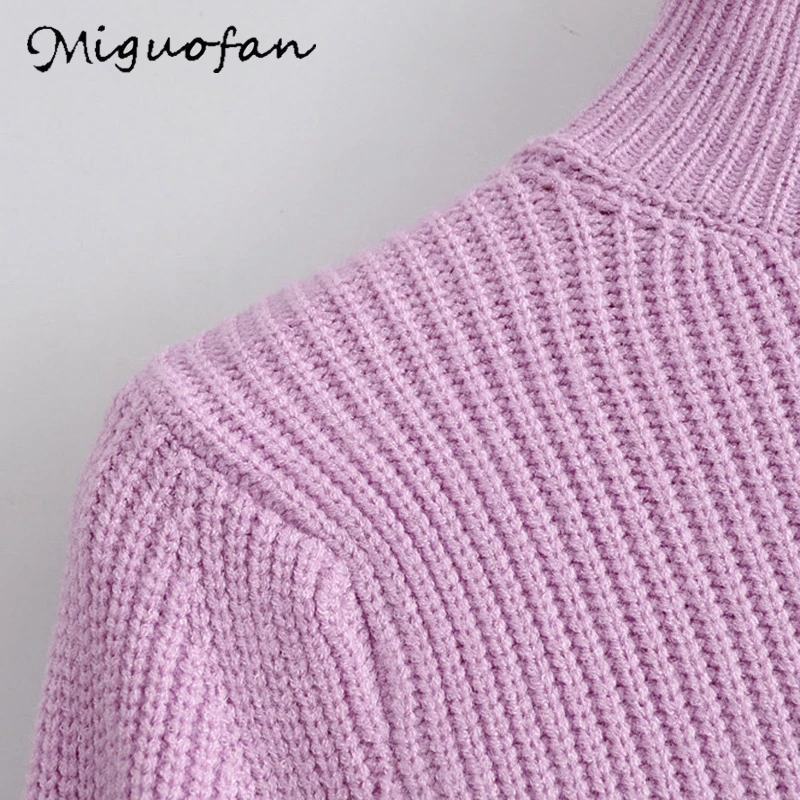 Женский вязаный свитер Miguofan повседневный однотонный эластичный с высоким