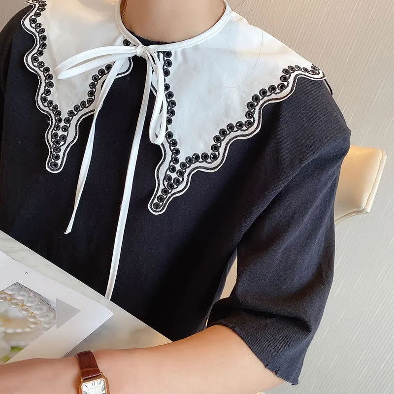 

Spring style false collar joker Korean edition embroidered lace big collar fashion shawl decorative shirt collar small shawl