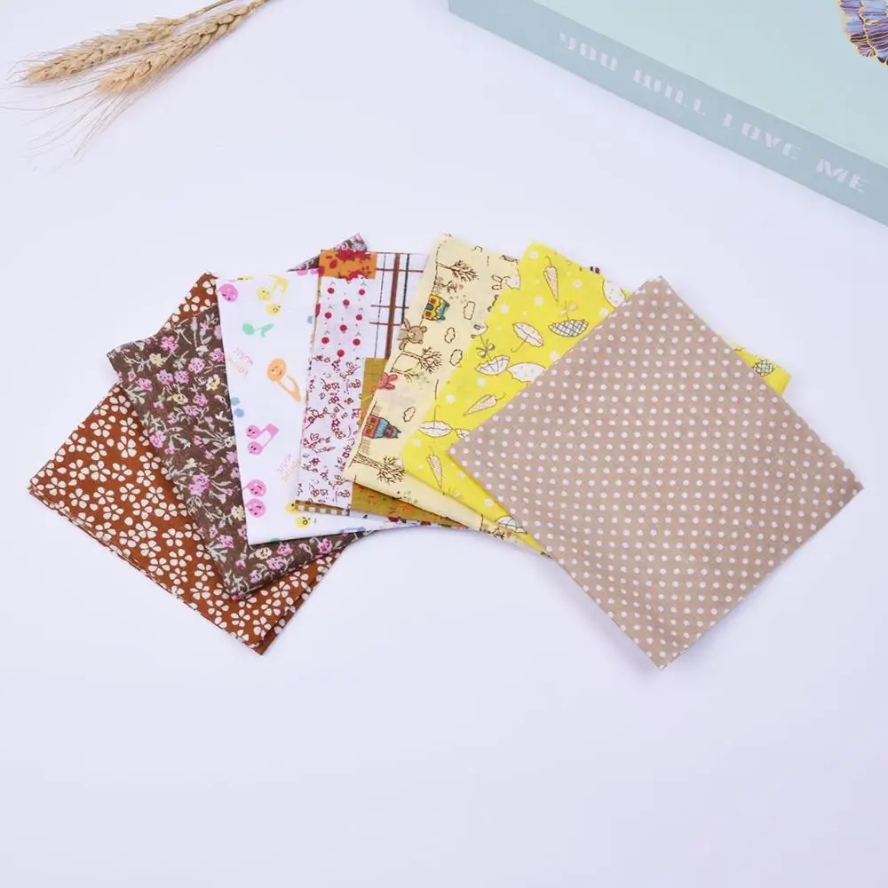 DIY 7 шт./лот 25x25 см желтый кофе мульти Pattern100 % хлопок Pur-cut Лоскутная Ткань Набор для