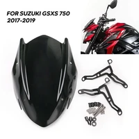 1 pcs abs black motorcycle suzuki windshield for suzuki gsxs750 2017 2018 2019 windshield shield screen with bracket