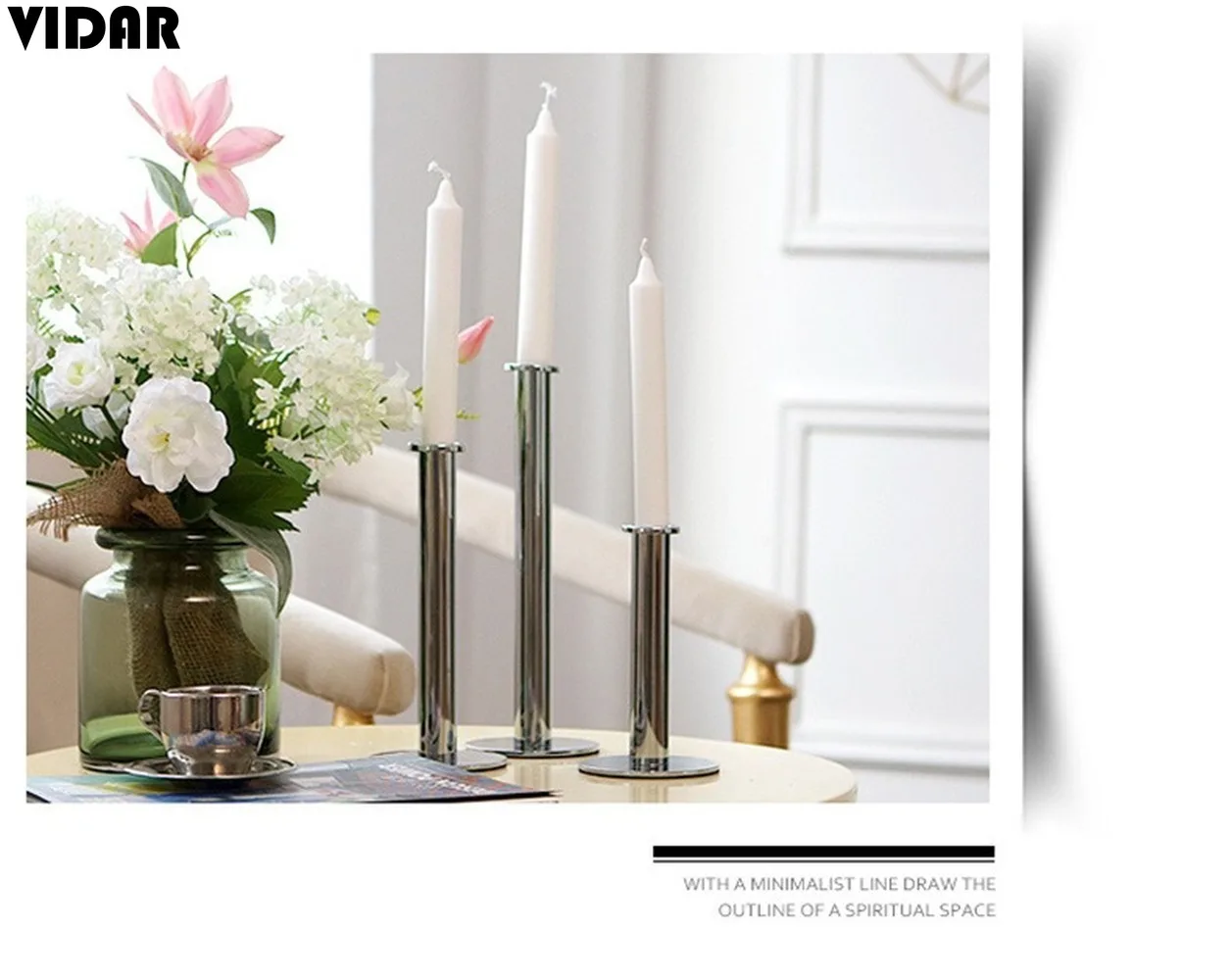 

VIDAR Candlestick Creative Decoration Nordic Electroplating Rose Gold Home Living Room Desktop Single Head Candle Holder