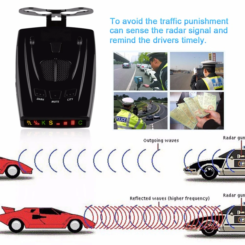 

12V Auto Car Anti Radar Detector Full Frequency Dynamic Tachometer Vehicle Antiradar Alarm Warning Band Display car accessory
