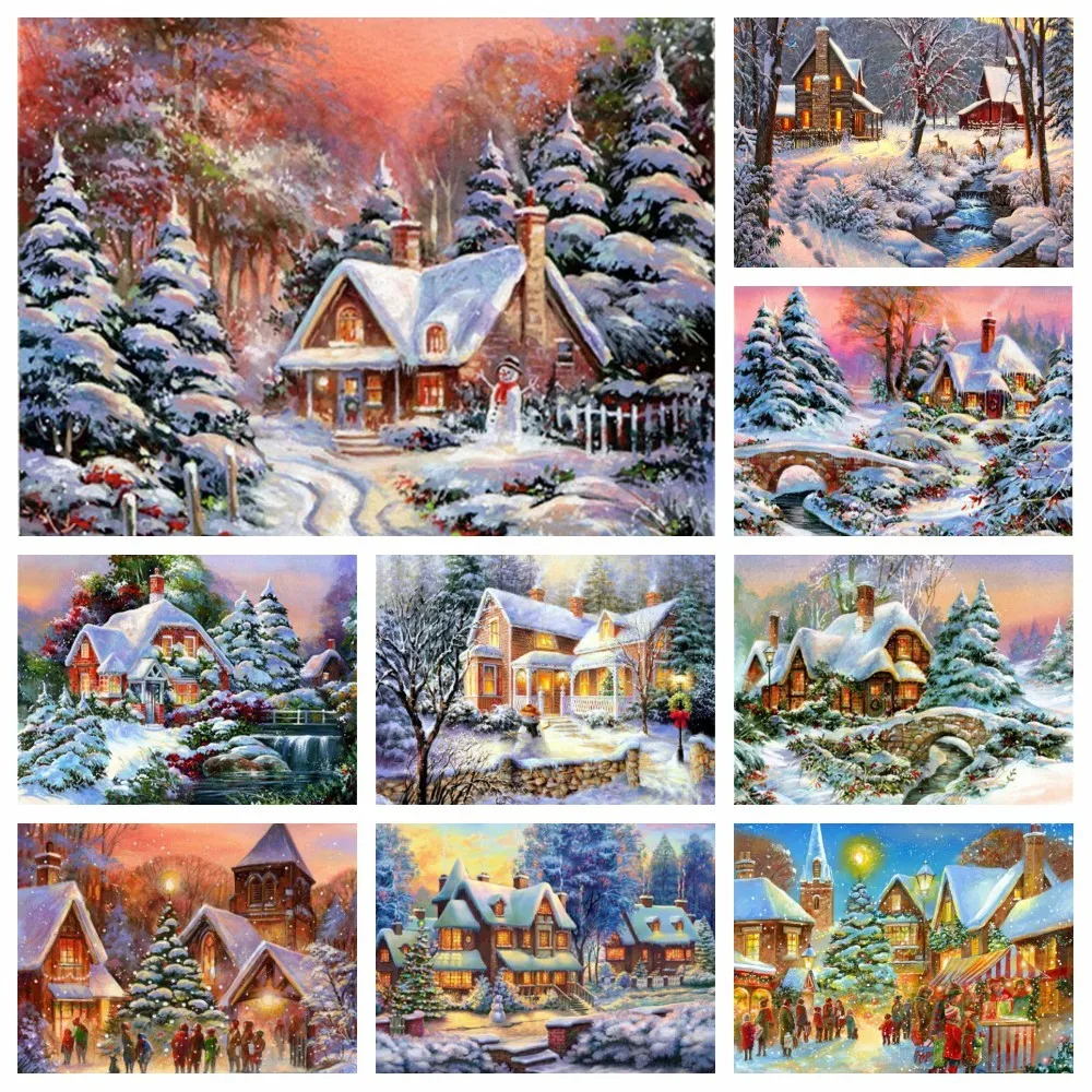 

Квадратная картина MomoArt с рисунком дерева, мозаика для вышивки крестиком, зимний Декор для дома