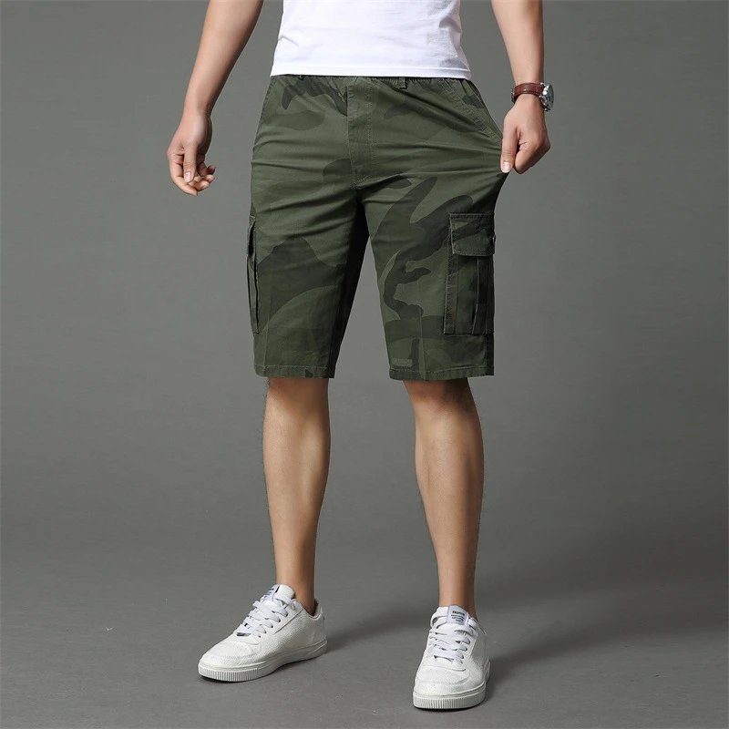 Шорты-карго мужские модные летние хлопковые камуфляжные короткие брюки