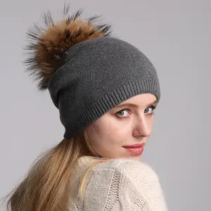 Off-White and Winter Tide Thick Fur Hat Warm Earmuffs Big Pom Pom Ball Casual Knitting Rabbit Fur Hats Ear Flap Caps Skullies Beanies Womens Hats Caps 