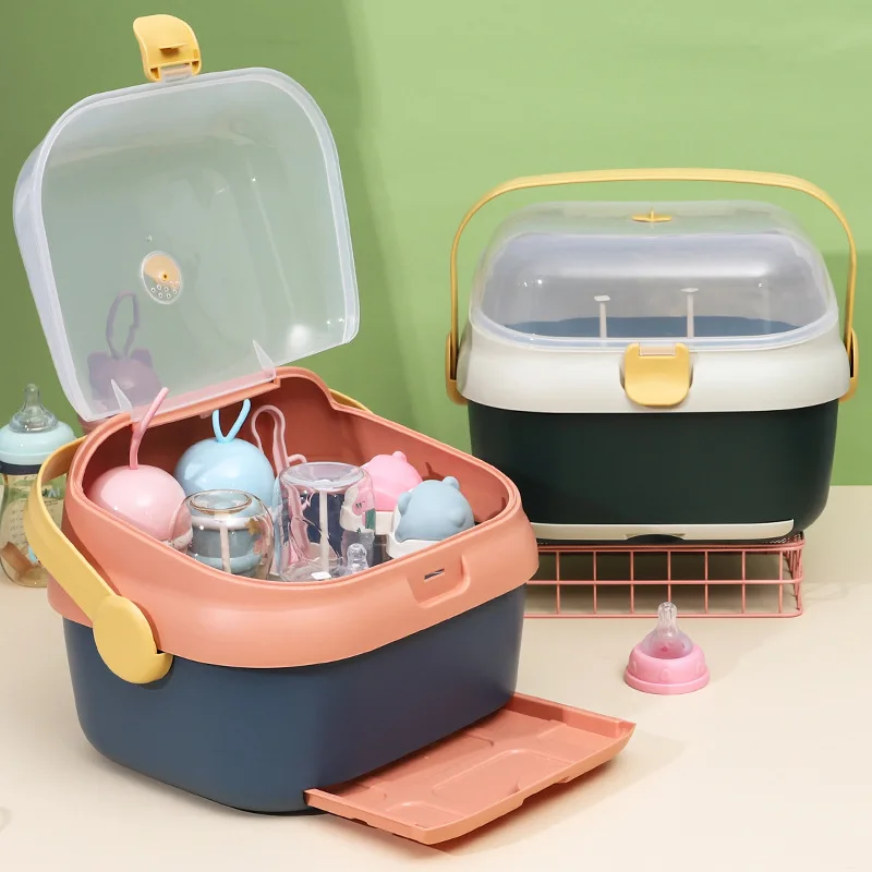 

New Baby Bottle Storage Box Thickened Plastic Household Dust-proof and Draining Baby Bottle Storage Box home organizer