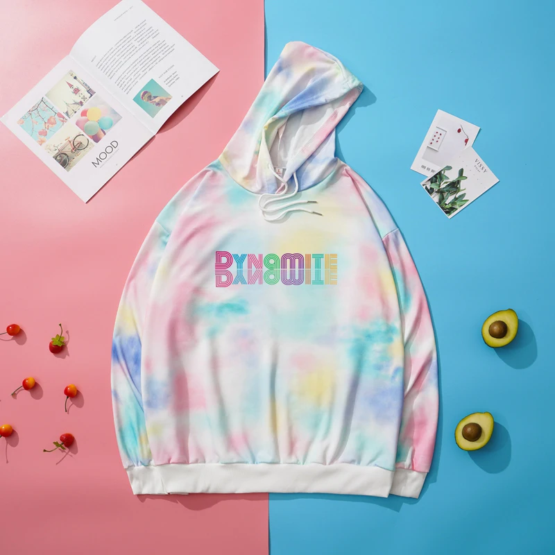 

Bangtan Boys Dynamite Hoodie Autumn Spring New Korean Casual Tie Dyed Sweatshirt Tops Women Loose Sudaderas Friends Kpop Clothes