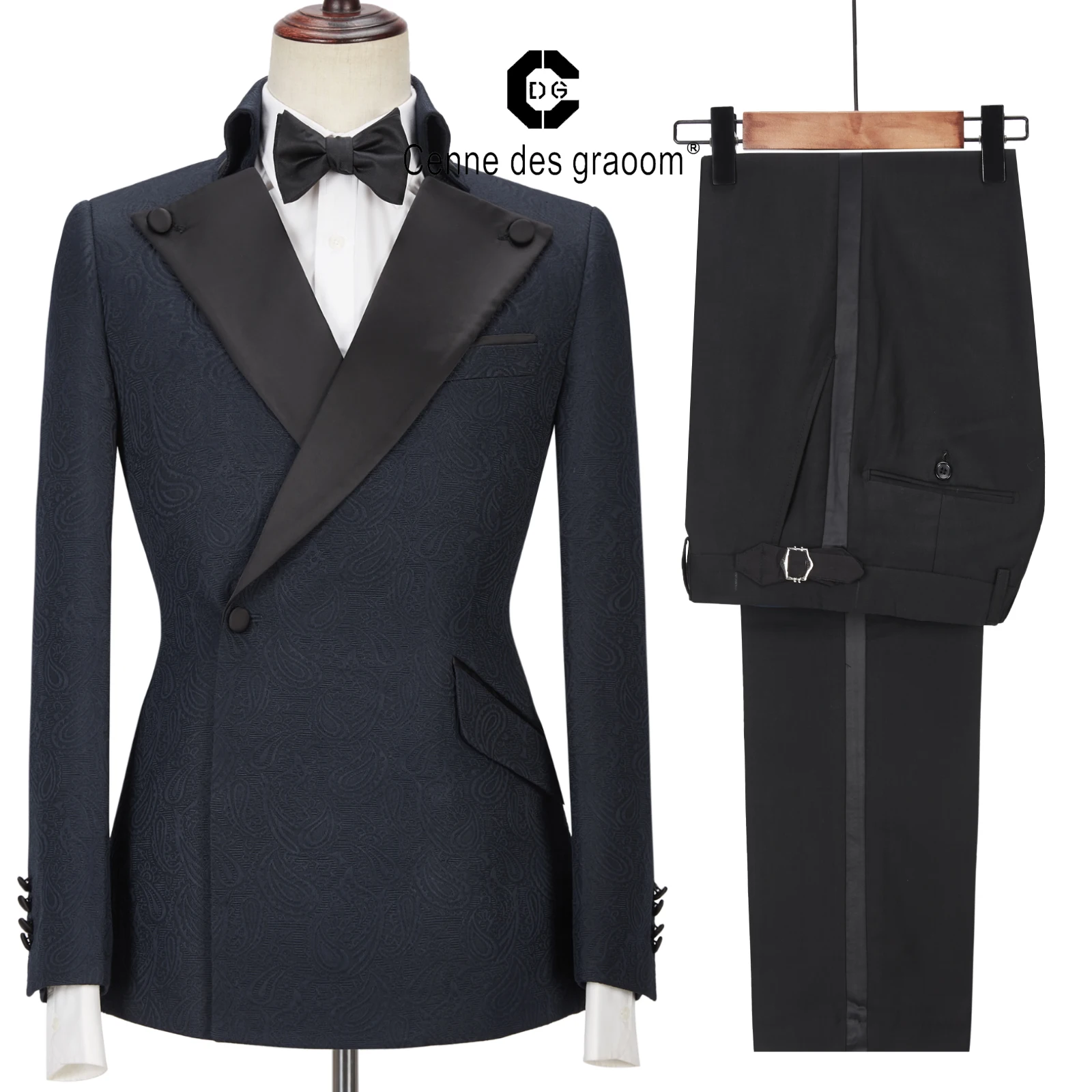 

Cenne Des Graoom Latest Coat Design Men Suits Costume Homme Tailor-Made Tuxedo 2 Pieces Blazers Wedding Party Singer Groom Blue