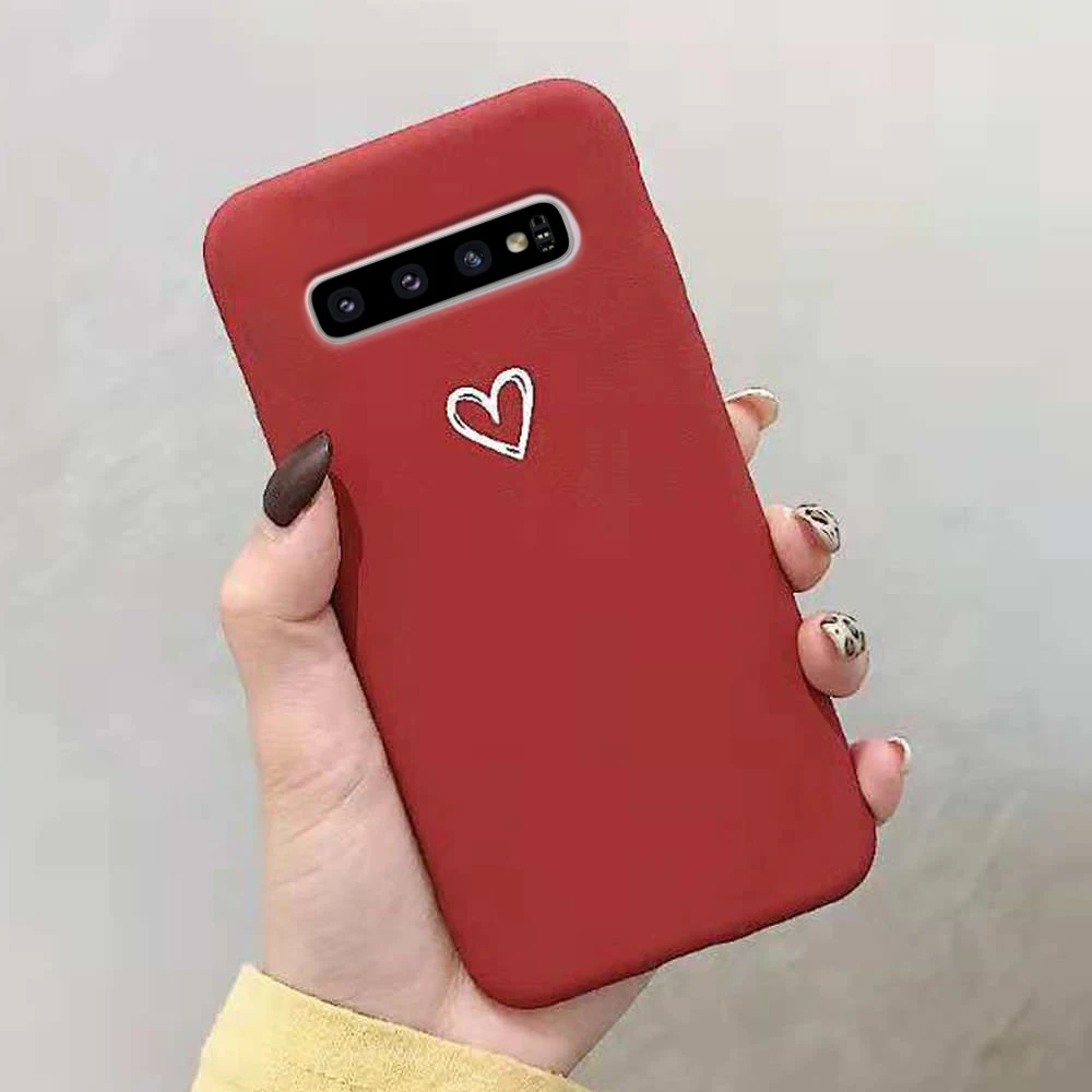 LAPOPNUT Cute Matter Love Heart Pattern Ultra Slim Couple Case for Samsung Galaxy S9 S10 S8 Plus S7 Edge Note8 Note9 TPU Cover |