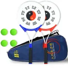 Zooboo, 1 комплект2 ракетки, 4 шара, 1 пакет, китайская искусственная кожа, Taiji Rouli Ball Sports, набор ракеток Tai Chi