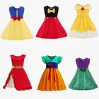 Нарядная одежда для маленьких девочек Белоснежка платье принцессы Белл Жасмин Принцесса Елена Мулан Мерида платья на день рождения праздничные платья