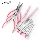 8 стилей, розовый цвет, Наборы инструментов для изготовления ювелирных изделий, круглый нос, плоскогубцы, боковые пинцеты, смешанный игольчатый инструмент-ложка, наборы, сделай сам, изготовление ювелирных изделий