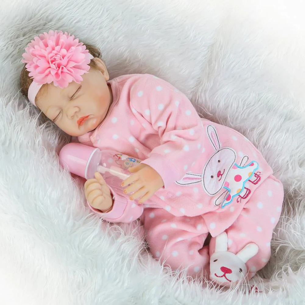 

Mini Lifelike Reborn Baby Kid Toddler Sleep Playmate Cloth Doll with Hair Realistic Dressed Toy Children Day Gift