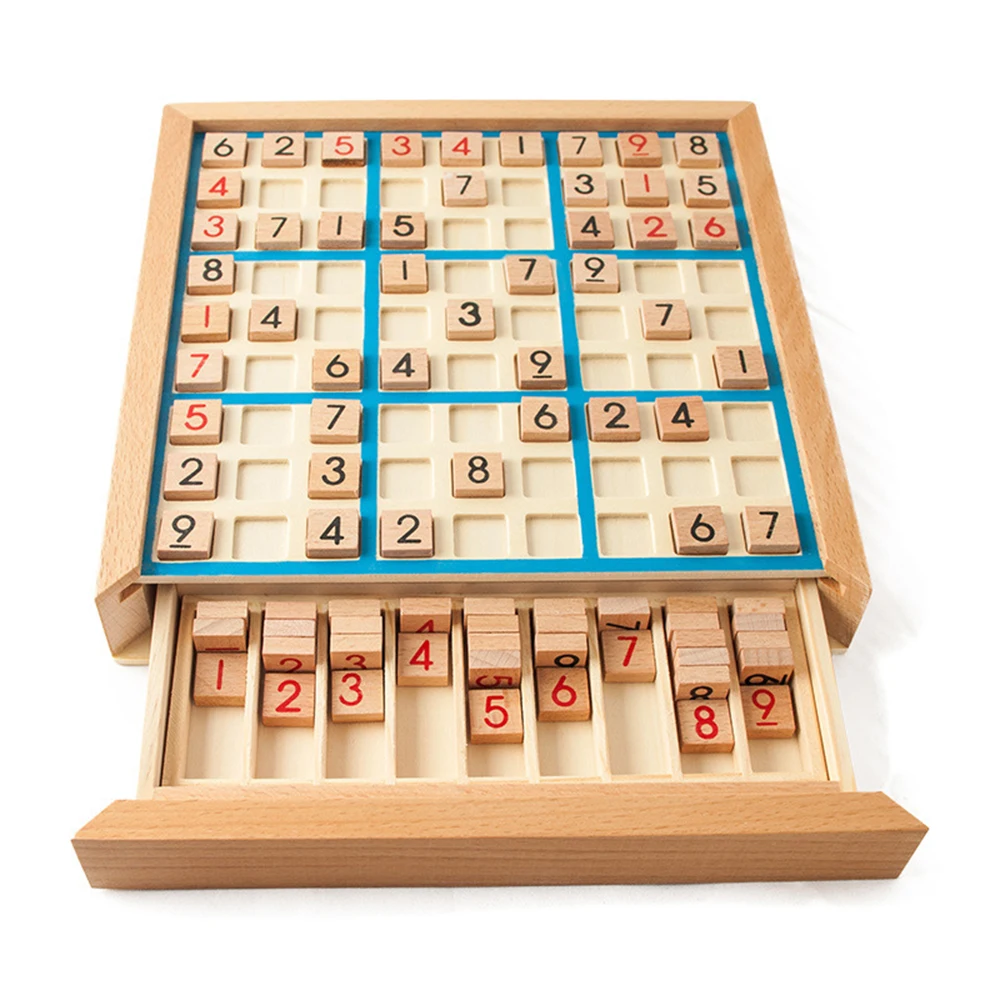 

Wooden Sudoku Puzzle Board Wood Sudoku Game Set with Drawer Math Brain Teaser Desktop Toys Wooden Sudoku Indoor entertainment