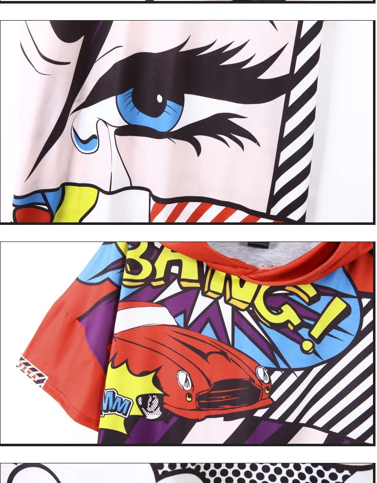 2019 весна лето новая свободная юбка футболка глаза хип-хоп Женская прямая