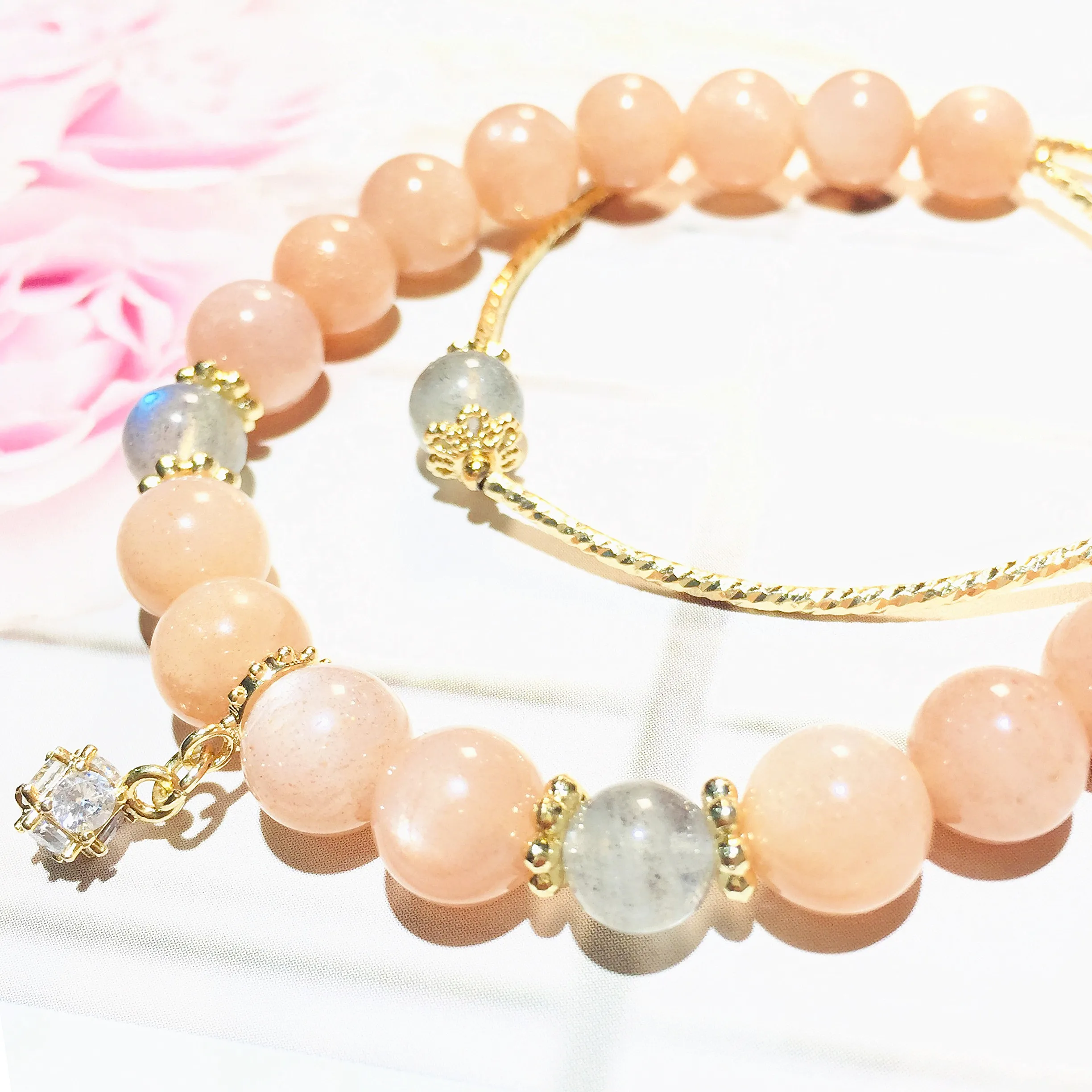 

Factory Price Beaded Bracelets Natural Labradorite Beads Handmade Bracelet DIY Jewelry Yoga Gift Healing Energy Gemstone Spacer