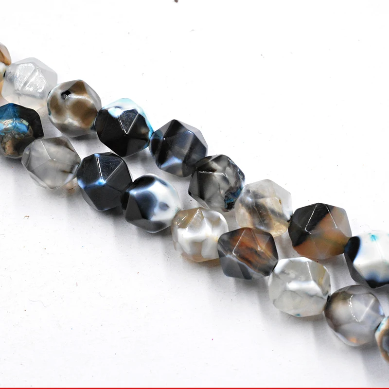 Бесплатная доставка бусины из натурального черного и белого агата оникса 7 8 мм