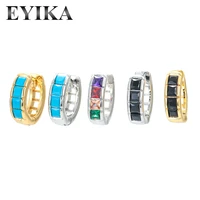 eyika gold silver color small hoop earrings cute multicolor zircon crystal rainbow women circle earring fashion jewelry gift