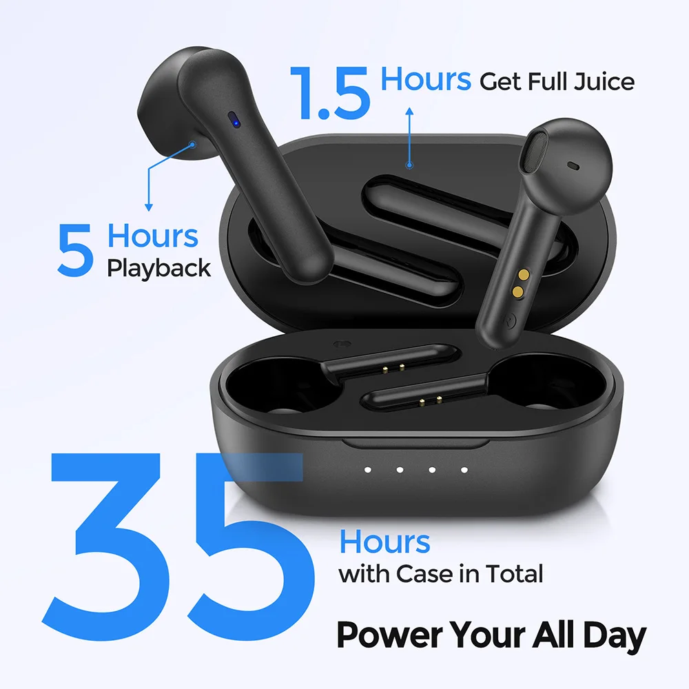 Mpow MX1 Wireless Headphone Hi-Fi Stereo Bluetooth Earphone with 4 Mics Noise Cancelling Touch Control In Ear Headset for Phone |