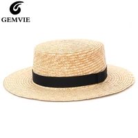 gemvie new wide brim classic 100 straw hat boater summer hat for womenmen uv beach cap with band sun hats