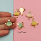 10 шт.лот Подвески в виде планеты с эмалью, металлические цветы, планеты, соединительные серьги, подвески ручной работы, фурнитура для сделай сам, ювелирные аксессуары