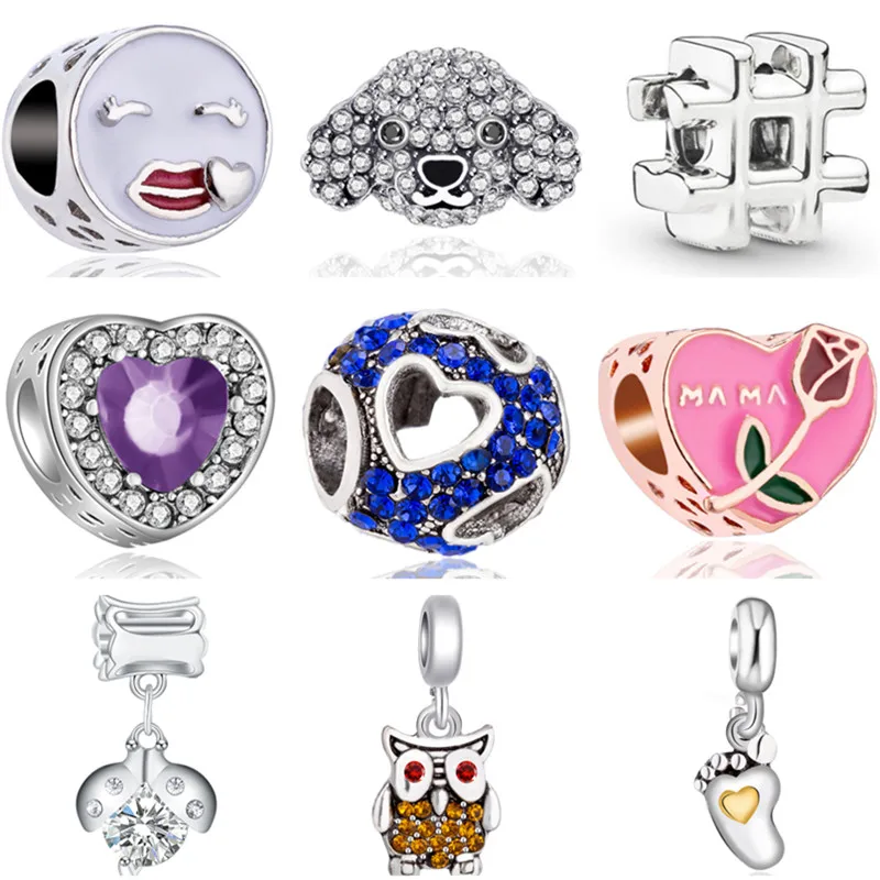 Панковские бусины из сплава ананас звезды сердца улыбка собака Сова хрустальные