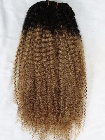 Афро кудрявые вьющиеся натуральные человеческие волосы в пучках для наращивания с эффектом омбре 1B 27 120 г зажим для волос для черных женщин и девочек