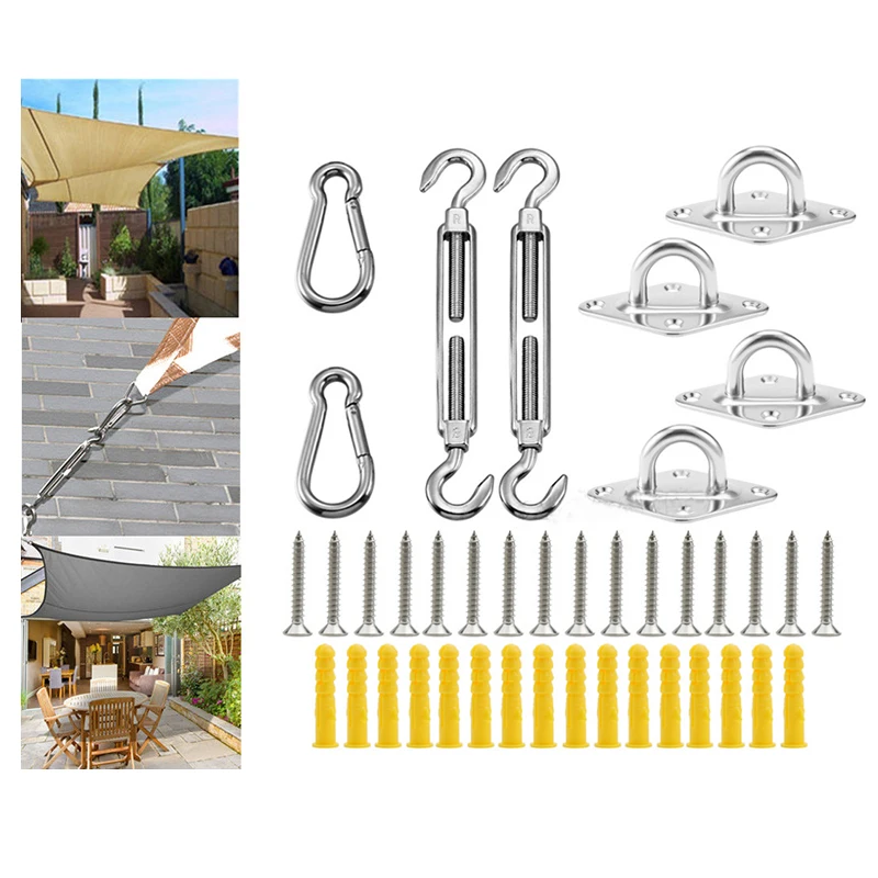 

5 inch 304 Stainless Steel Awning Attachment Set for Rectangular/Square/Triangle Sun Shade Sail Installation Anti-Rust Hardware