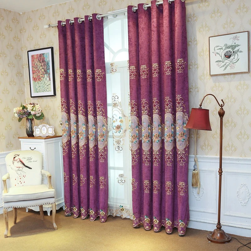 Высококачественная шелковая штора с вышивкой в европейском стиле Роскошная s для