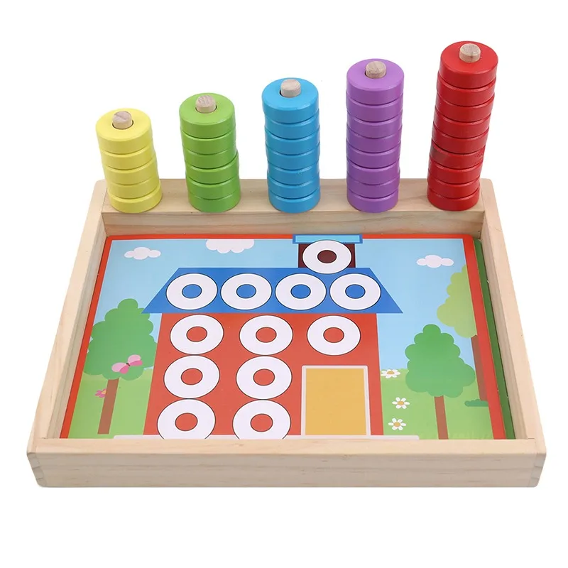 

Early Education Young CHILDREN Throw The Circle Toy With Numbers Building Puzzles Cogniti Wood Fun Jigsaw Puzzle Arithmetic Box