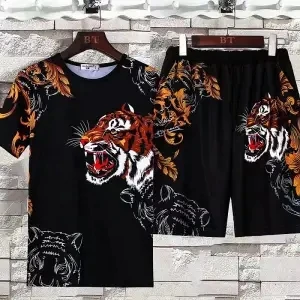 

Chinese Style Men's T-shirt summer casual sportswear short sleeve pants suit