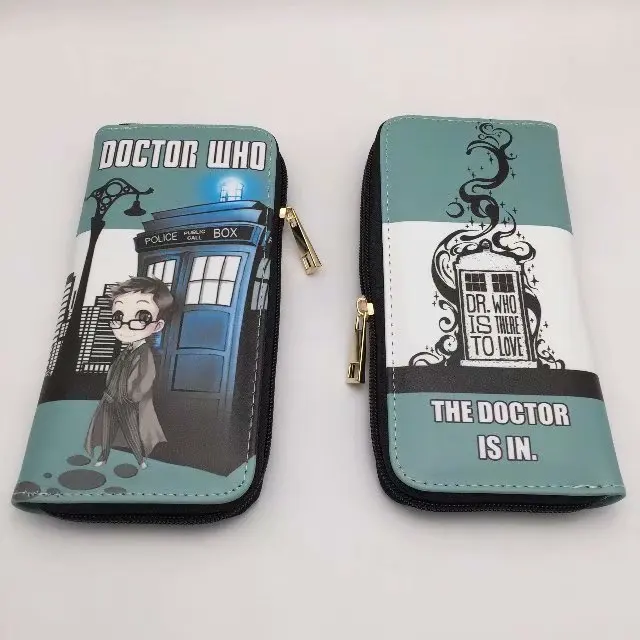 Длинный кошелек из искусственной кожи с героями фильма Доктор Кто модный