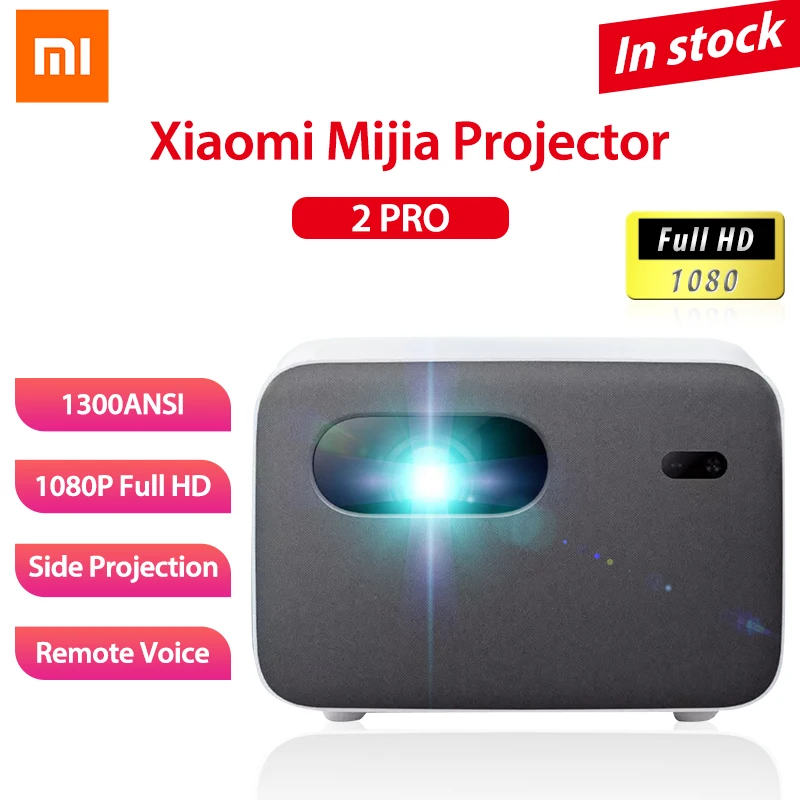 Xiaomi Mijia Side Projector 2 Pro 1080P Full HD Smart TV DLP LED 1300ANSI Bluetooth Andriod 2GB 16GB Voice Remote Control Home
