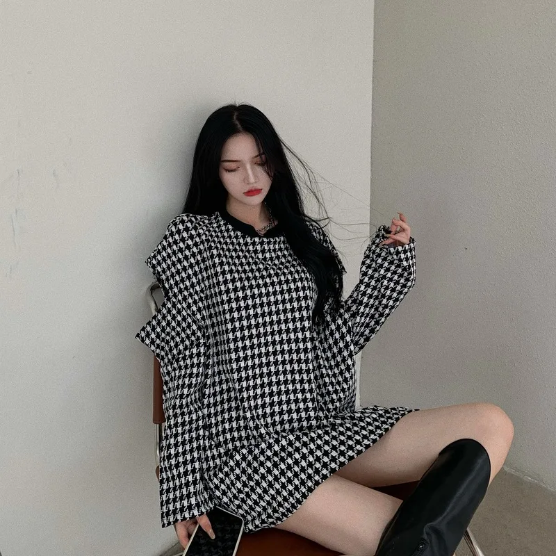 

Winter Loose Lattice Long Sleeve Chic Sweatshirt Top Fashion Women Casual Hoodies Korean Style New 2020 Autumn