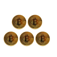 5pcs souvenir gold plated bitcoin coin collectible great gift bit coin art collection physical gold commemorative coin