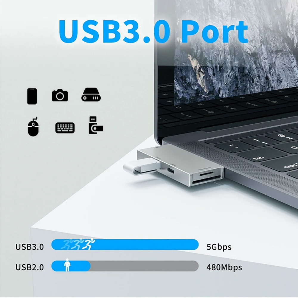 

Type-C Docking Station 5 in 1 Hub 4K HDMI PD 60W SD/TF Converter Adaper For Macbook DELL