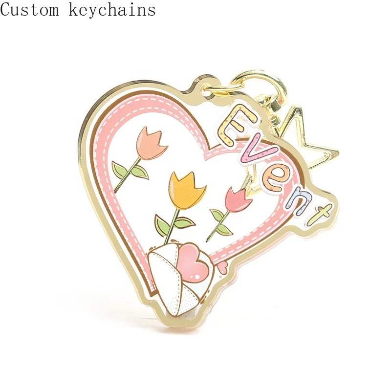 

Gold Side Color Charms Two Sided Printed Anime Charm Custom Acrylic Charms