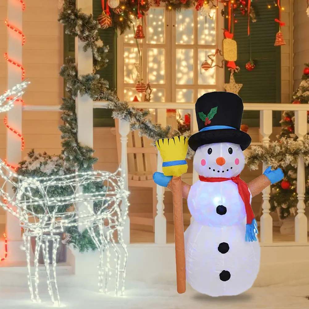 

Christmas Inflatable Snowman 120cm Blow Up Snowman Holding Broom With Rotating LED Lights 4Style Outdoor Yard Garden Decorations