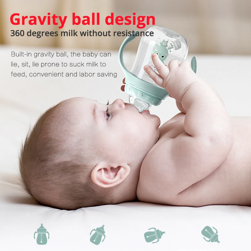 Biberones sin BPA para beb&eacute; reci&eacute;n nacido, botella de alimentaci&oacute;n de calibre ancho, de doble uso, para beber leche y agua, accesorios para ni&ntilde;os-1