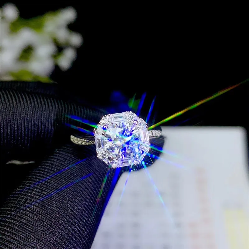 PROCOGE кольца с муассанитом 1ct 2ct 3ct VVS отличные женские кольца обручальные кольца для невесты кольца из стерлингового серебра 925 пробы ювелирные украшения#669