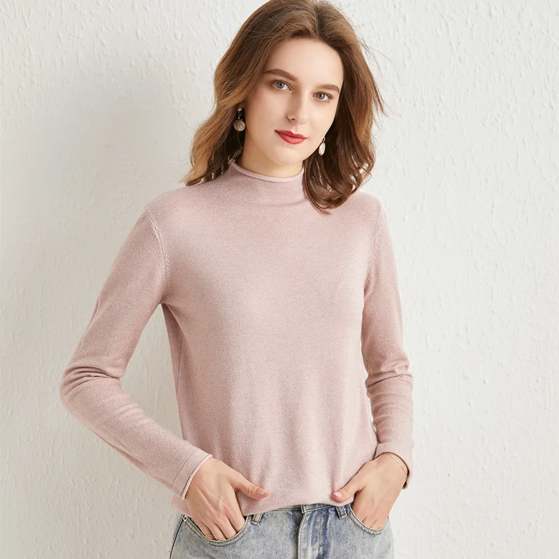 

Mock Neck Sweater Women's Loose 2021 New Korean Style Bottoming Shirt Fall and Winter Inner Wear Long Sleeve Pullover