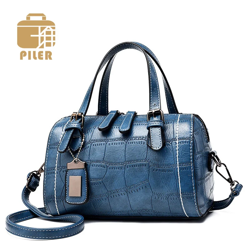 Винтажная Лаковая сумка женская через плечо из лакированной кожи бостонские