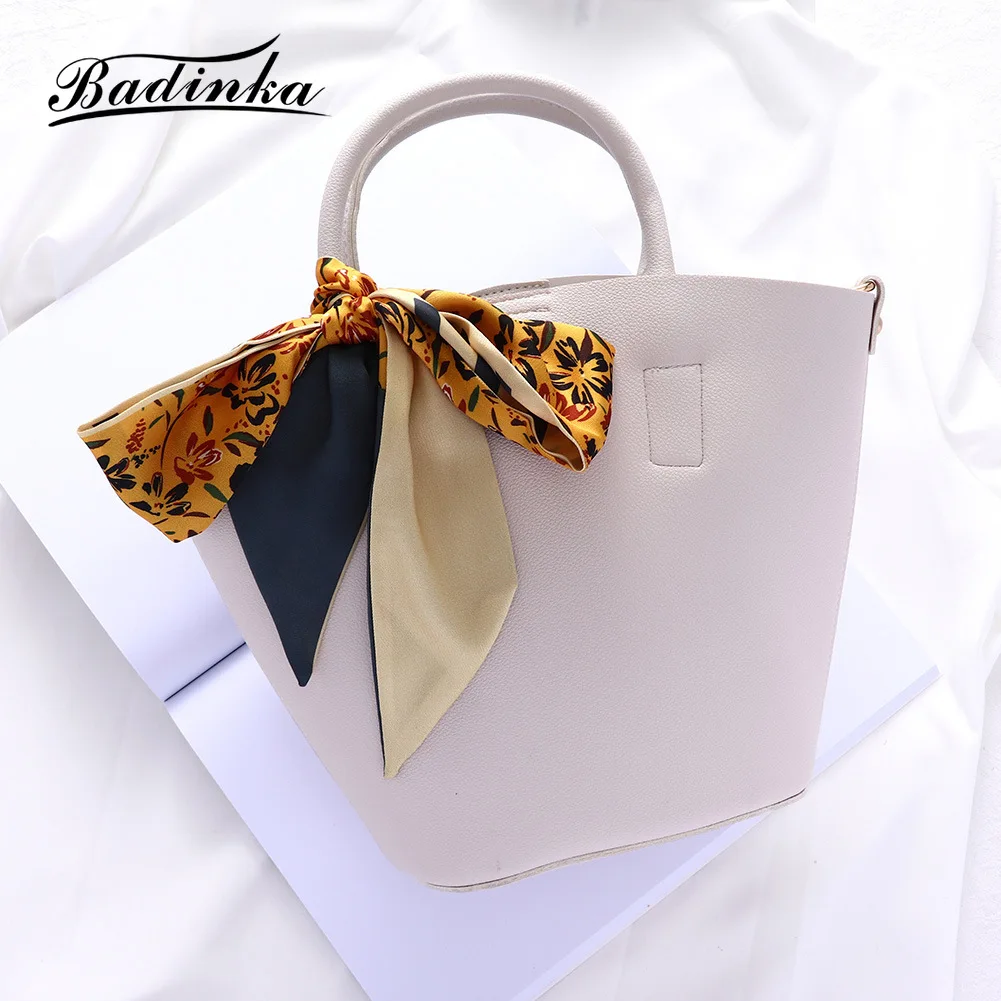 

Badinka 2021 New Designer Long Skinny Floral Scarf Bandana Women Fashion Silk Hair Wrap Headband Scarves for Ladies Accessories