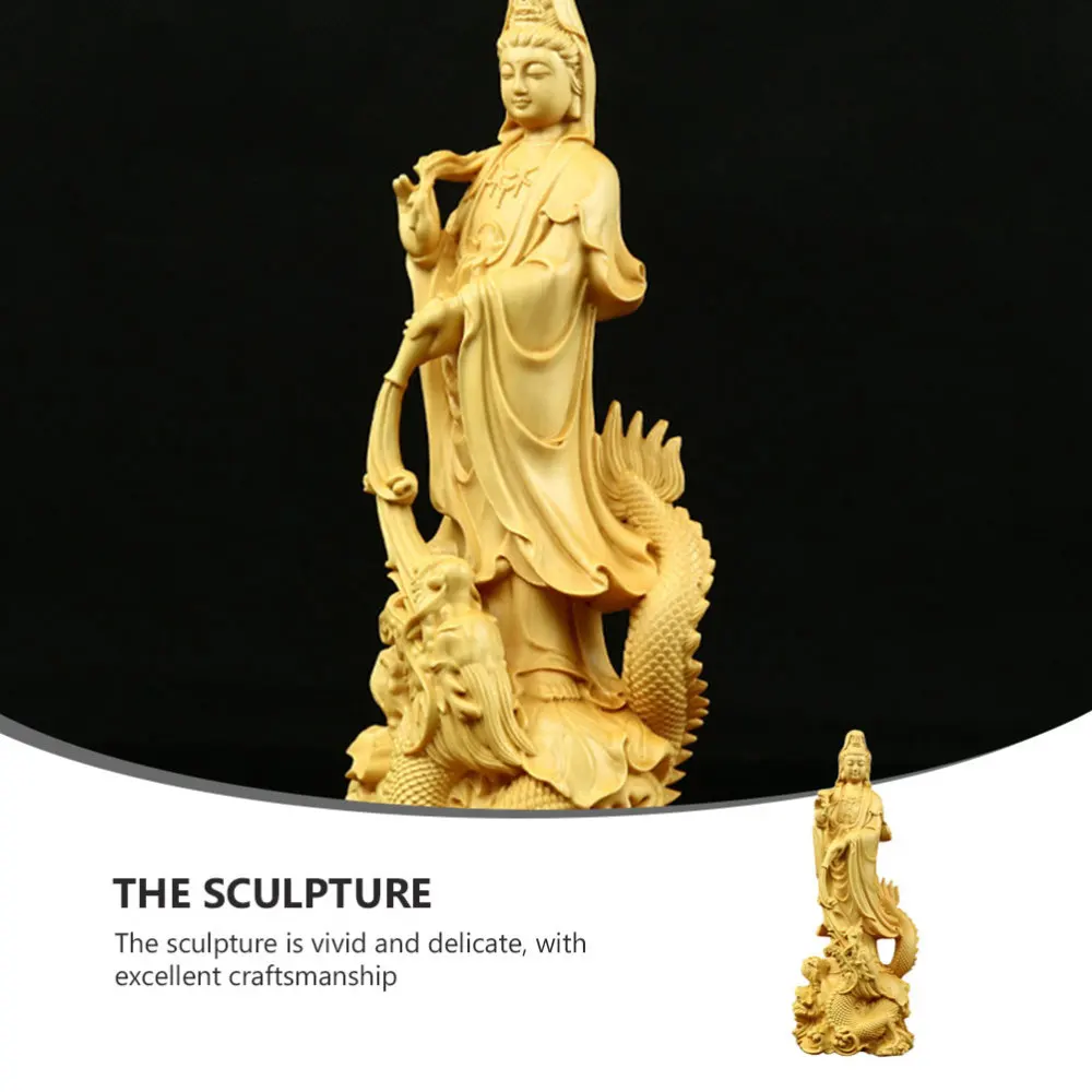 

Guanyin Sculpture Guanyin Bodhisattva Statue Wood Decor for Home Temple