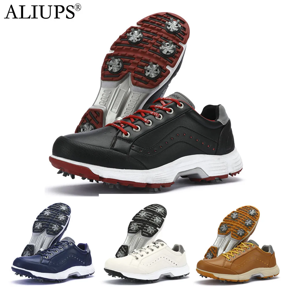 

ALIUPS New Professional Waterproof Golf Shoes Men Black Comfortable Footwears Anti Slip Walking Sneakers size7-14
