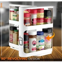 multifunctional white kitchen condiment storage rack 360 degree rotatable cabinet frame